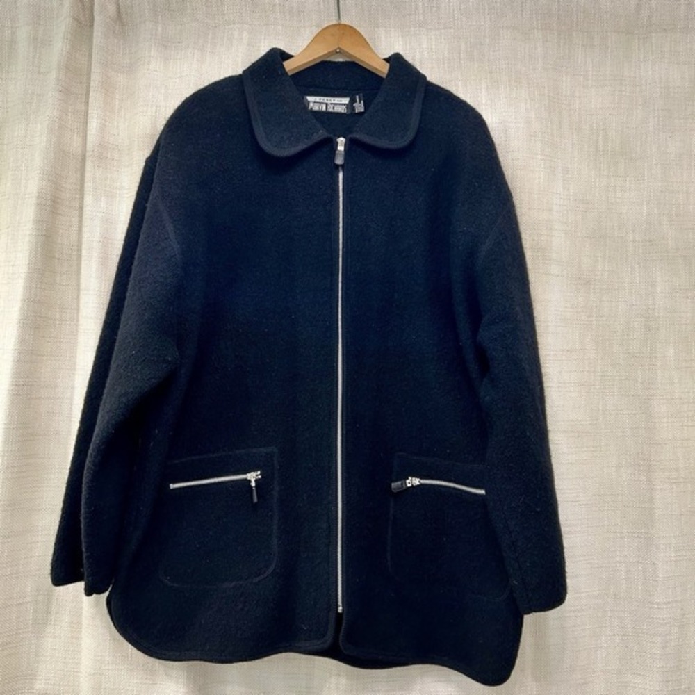 J Percy Marvin Richards Wool‎ Women's XL Jacket Coat Black Medium